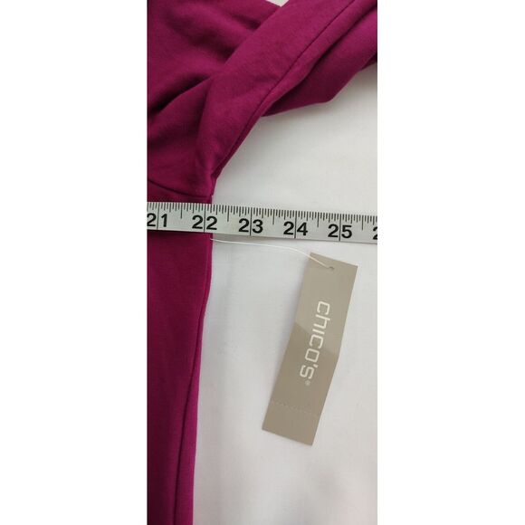 Chico's magenta crew neck pullover sweatshirt tunic side zippers Large 2 NWT - Picture 5 of 9